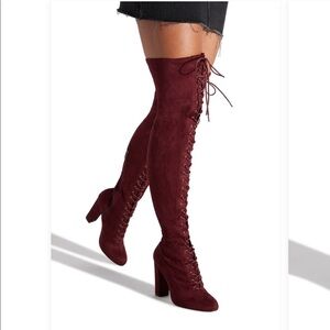 Shoe Dazzle Remi Corset Thigh High Boots